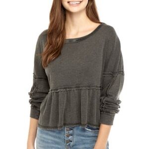 True Craft Ribbed Long Sleeve Peplumโ Top, Size S